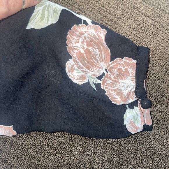 Cupcakes & Cashmere Womens Dress Zora Floral Print Ruffle Neck Wrap Black Size S - Picture 5 of 9